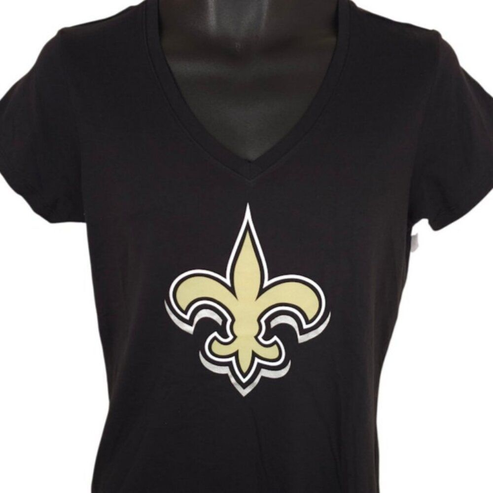 New Orleans Saints T Shirt Womens Size Medium Black NFL Football '47